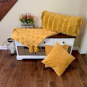 Throw pillow and blanket bundle - mustard